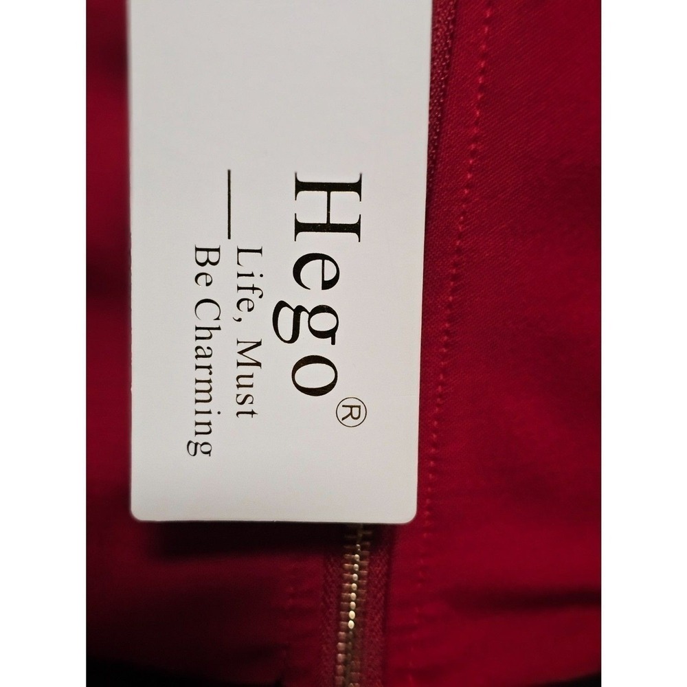 NWT Hego Red Colorblock Cutout Mesh Panel V Neck Strappy Bandage Bodycon Dress S - Picture 5 of 6